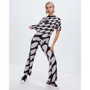 Marimekko Adidas Future Icons Set Women Crop Top & Flared Leggings 3 Stripes S